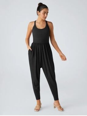 Halara U Neck Pocket Harem Casual Jumpsuit-Easy Peezy